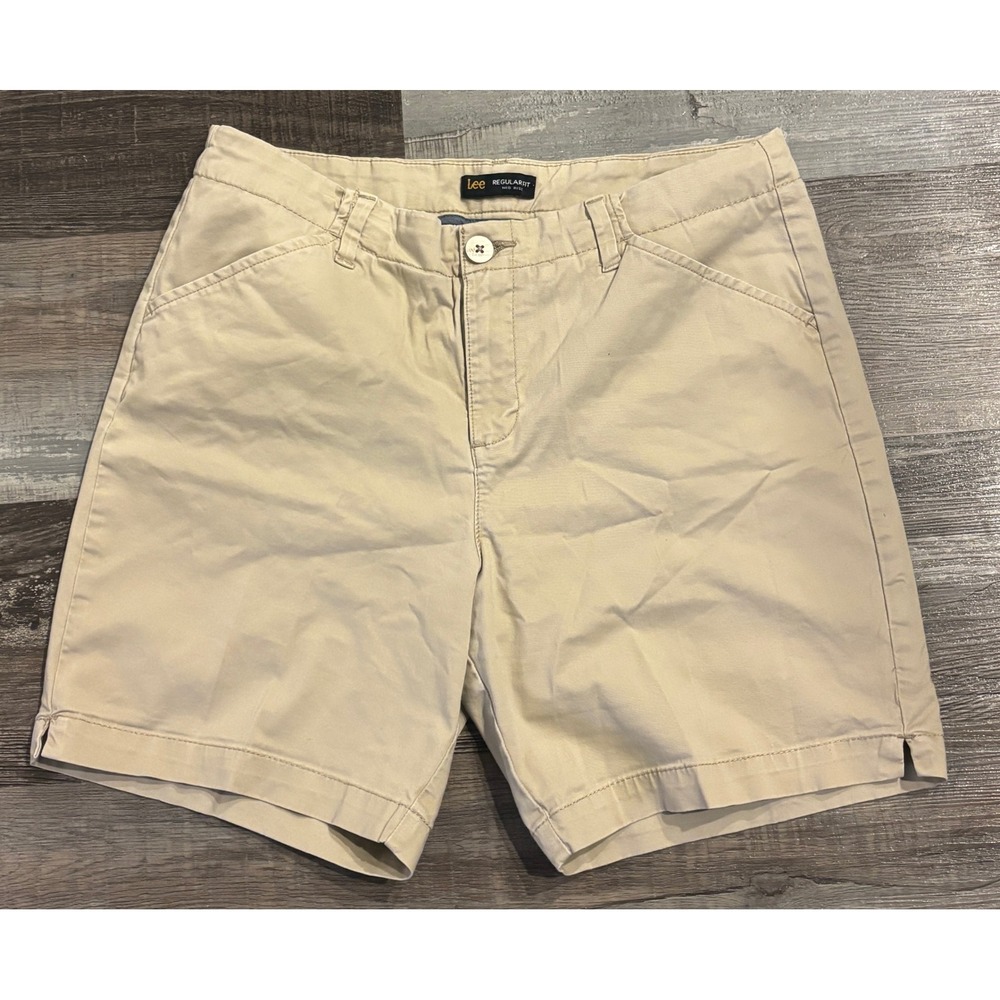 Lee Regular Fit Mid Rise Khaki Chino Shorts Tan 4622124 Mens 12 Medium